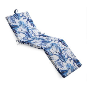 Water Repellant Sunlounger Pad Blue/White