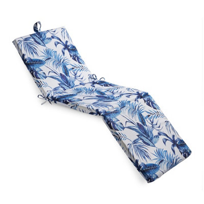 Water Repellant Sunlounger Pad Tropical Blue/White