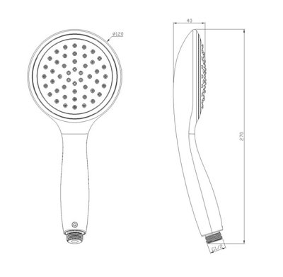 Water Saving Showerhead - Single Function Large Round with blue insert - 3
