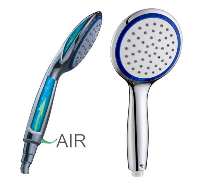 Water Saving Showerhead - Single Function Large Round with blue insert - 4