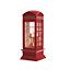 Water Snowstorm Phone Box with Farther Christmas - 27cm - Warm White LED's