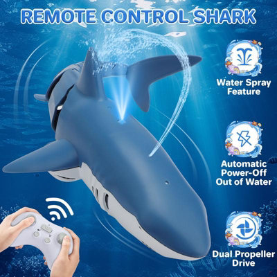 Waterproof Remote Control Shark Toy – Auto-Swims In Water, Shoots Water Spray, 2.4GHz Remote | Pool & Bathtub Fun For Kids