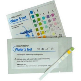 Water Test Kits for Drink Water, Hardness Testing Strips, Alkalinity, Chlorine, pH Tester 5 Test Strips