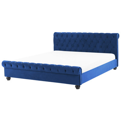Waterbed Velvet AVALLON 160 x 200 cm (EU King Size) Navy Blue