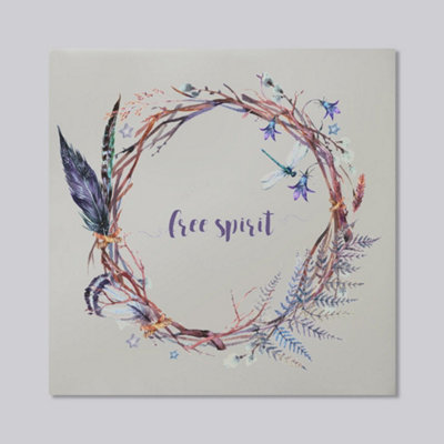 Watercolor Boho wreath (Mirror Art Print) / 61cm x 61cm