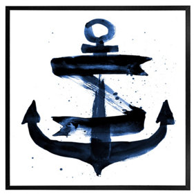 Watercolour anchor (Picutre Frame) / 30x30" / Black