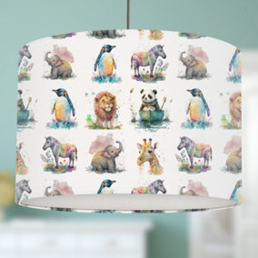 Watercolour Animals Ceiling Lampshade, 30cm x 21cm