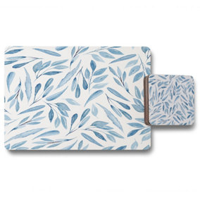 Watercolour blue branches with leaves (Placemat & Coaster Set) / Default Title