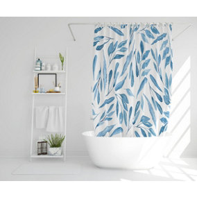 Watercolour blue branches with leaves (Shower Curtain) / Default Title