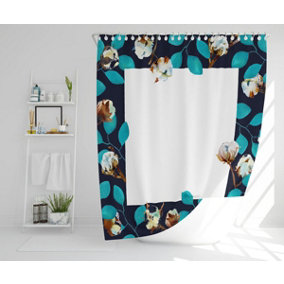 Watercolour Blue Leaf Frame (Shower Curtain) / Default Title
