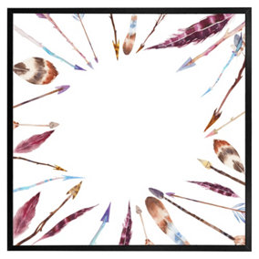 Watercolour boho chic with feathers and arrows (Picutre Frame) / 12x12" / Brown
