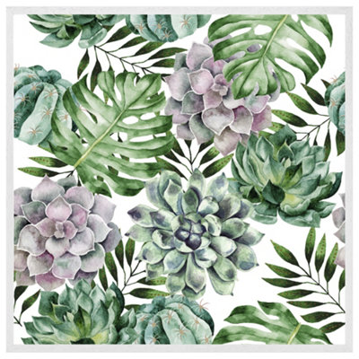 Watercolour botanical leaves (Picutre Frame) / 16x16" / Grey