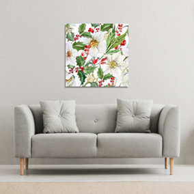 Watercolour Christmas pattern (Canvas Print) / 101 x 101 x 4cm