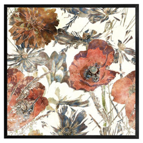 Watercolour flower print (Picutre Frame) / 16x16" / Oak