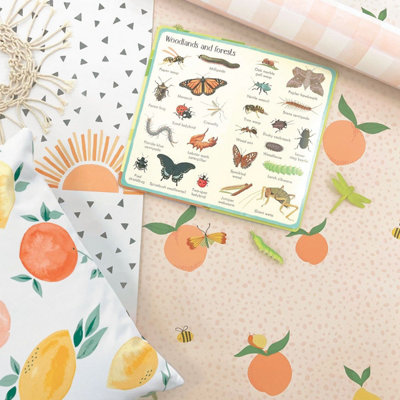 Watercolour Gingham Soft Coral Children's Wallpaper