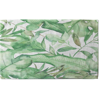 Watercolour Green Tropical Leaves (Bath Towel) / Default Title Price Comparisons | Compare The Build