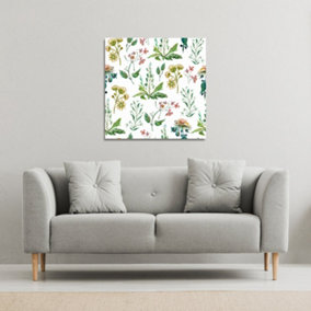 Watercolour Leaves & Flowers (Canvas Print) / 127 x 127 x 4cm