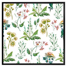Watercolour leaves & flowers (Picutre Frame) / 24x24" / Oak