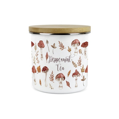 Watercolour Mushrooms Peppermint Tea Storage Canister - Leaves ...