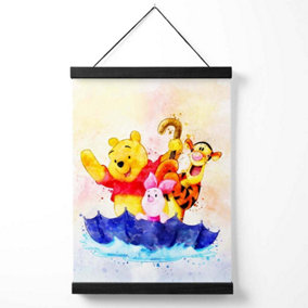 Watercolour Winnie the Pooh and Friends Medium Poster with Black Hanger