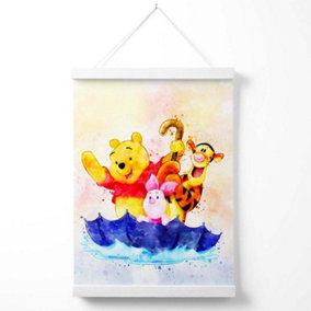Watercolour Winnie the Pooh and Friends Poster with Hanger / 33cm / White