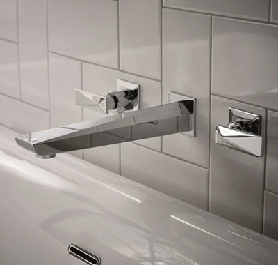 Waterfall Basin Chrome Finish Mixer Tap Bathroom Single Lever Hot Cold Wall Mounted
