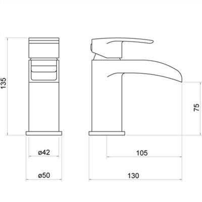 Waterfall Basin/Sink Cloakroom Bathroom Mixer Tap Chrome - 3