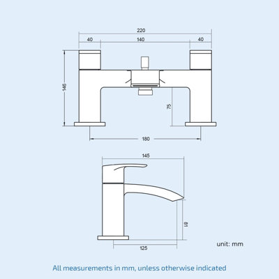 Waterfall Bath Shower Mixer Tap & Shower Slider Rail Kit Matt Black - 3