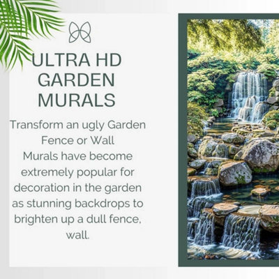 Waterfall Garden Mural Curtain Waterproof Outdoor Tapestry Pond Feature ...
