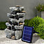 Waterfall Solar Powered Outdoor LED Resin Fountain Water Feature