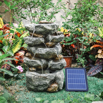 Waterfall Solar Powered Outdoor LED Resin Fountain Water Feature