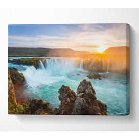 Waterfalls Emptied Into The Sea Canvas Print Wall Art - Medium 20 x 32 Inches