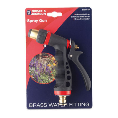 Watering Spray Gun, Adjustable Flow, Brass Connector