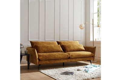 Waterloo 3 Seater Velvet Sofa, Gold Velvet