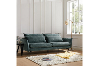 Waterloo 3 Seater Velvet Sofa, Petrol Blue Velvet