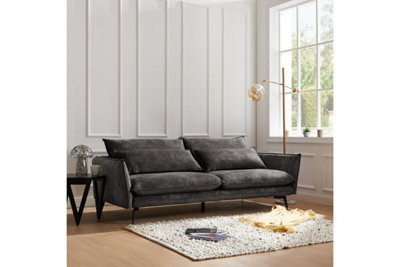 Waterloo 3 Seater Velvet Sofa, Steel Grey Velvet