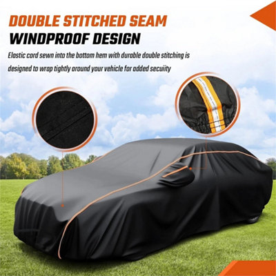 Waterproof 6 Layer Car Cover Heavy Duty Cotton Lined UV Protection- L
