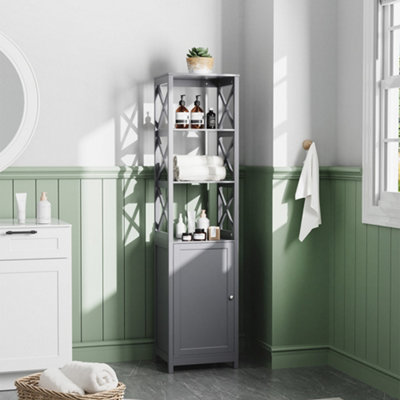 Waterproof Antifungal Wooden Bathroom Tall Cabinet with 3 Shelves 160cm H x 40cm W x 30cm D