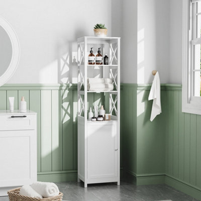 Waterproof Antifungal Wooden Bathroom Tall Cabinet with 3 Shelves 160cm H x 40cm W x 30cm D