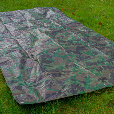 Waterproof camouflage tarpaulin ground cover sheet army basha military tarp bird watching cover shooting hide (2m x4m) - 4