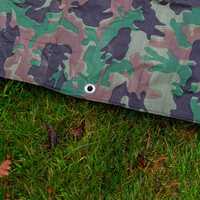 Waterproof camouflage tarpaulin ground cover sheet army basha military tarp bird watching cover shooting hide (2m x4m) - 7