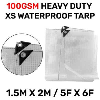 waterproof clear reinforced tarpaulin/builders tarp/camping ground sheet  cover up (1.5m x 2m) - 6