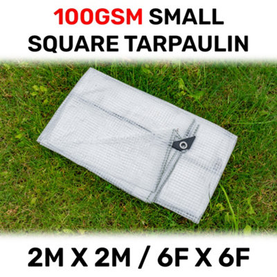 waterproof clear reinforced tarpaulin/builders tarp/camping ground sheet cover up (2m x 2m) - 4