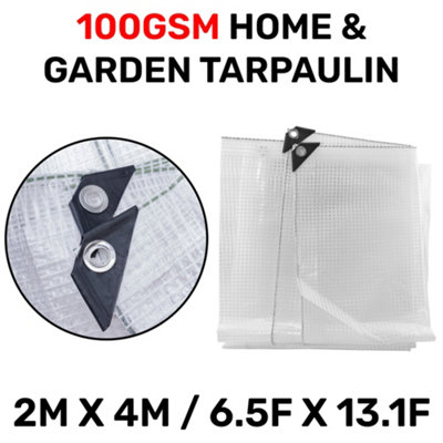 waterproof clear reinforced tarpaulin/builders tarp/camping ground sheet cover up (4m x 2m) - 5