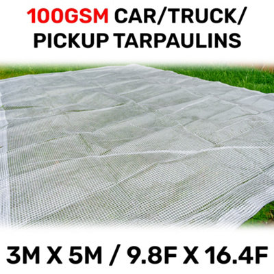 waterproof clear reinforced tarpaulin/builders tarp/camping ground sheet cover up (5m x 3m) - 6
