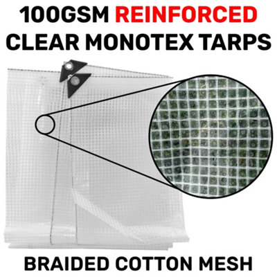 waterproof clear reinforced tarpaulin/builders tarp/camping ground sheet cover up (8m x 6m) - 5