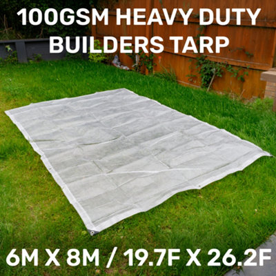 waterproof clear reinforced tarpaulin/builders tarp/camping ground sheet cover up (8m x 6m) - 6