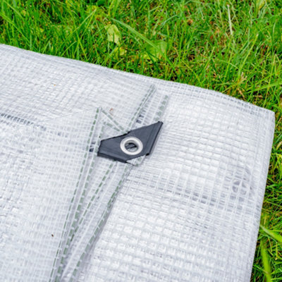 waterproof clear reinforced tarpaulin/builders tarp/camping ground sheet cover up (8m x 6m) - 7