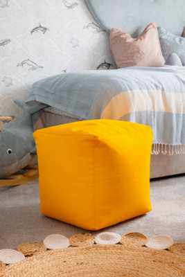 Waterproof Cube Indoor Outdoor Bean Bag Foot Stool Pouffe Yellow