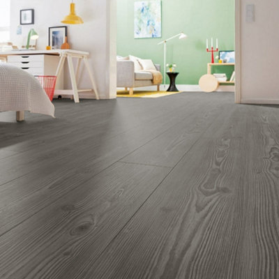 Waterproof Durable Self Adhesive Wood Effect PVC Flooring Planks,Peel & Stick Flooring Tile, Grey,36 Pcs